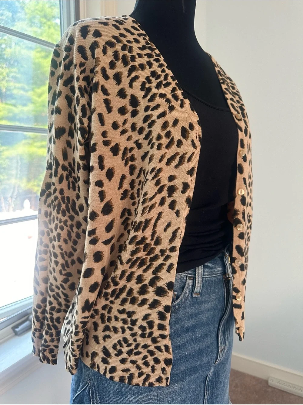 Vintage Oliver Perry Y2K Mob Wife Leopard Print Cardigan Sweater Size M